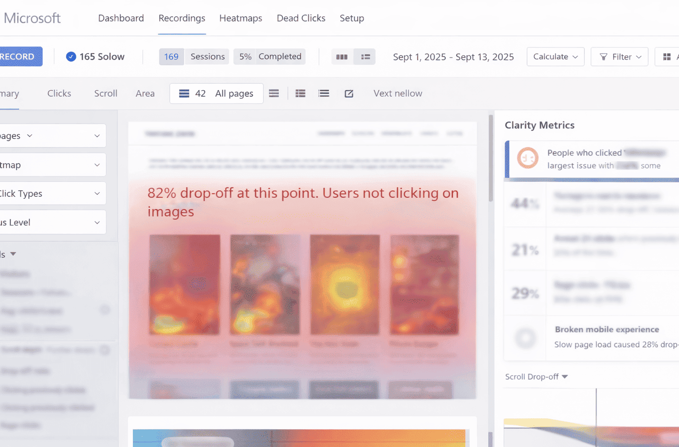 Heatmap showing user drop-off behavior