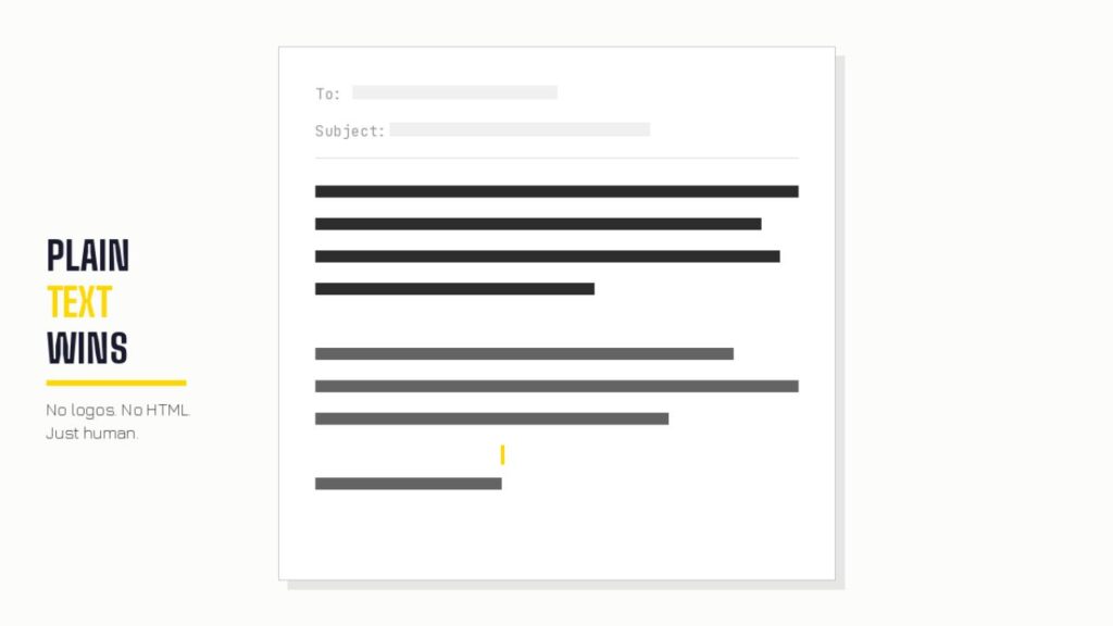 Example of a plain text cold email format without logos or HTML designed to improve reply rates in 2026